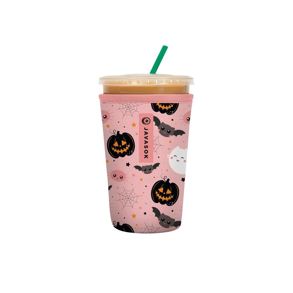 Sok It JavaSok Spooky In Pink Halloween Coffee Cup Sleeve Medium 22-28oz NEW